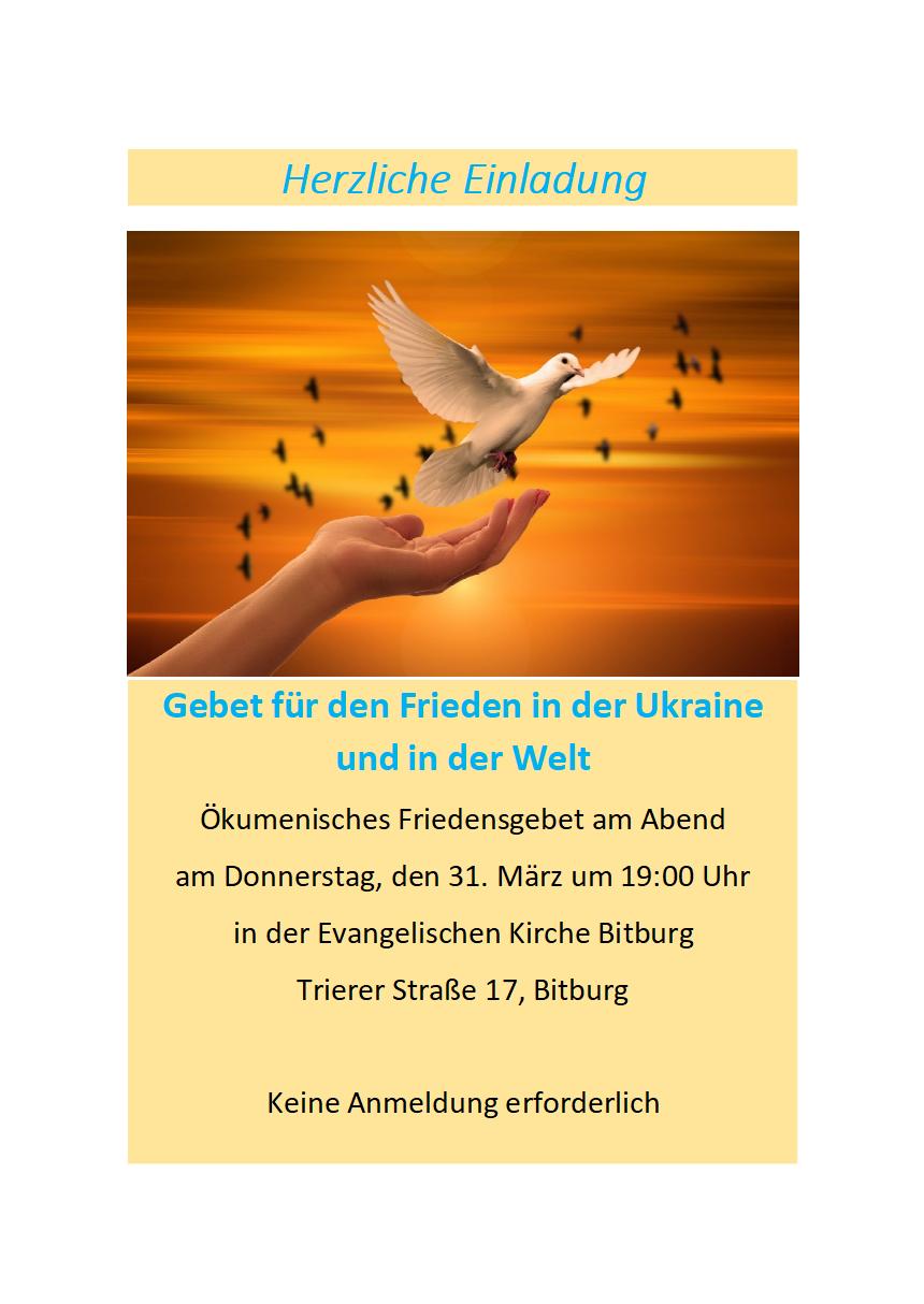 Herzliche Einladung - 31.03.2022 - 19 Uhr Bitburg